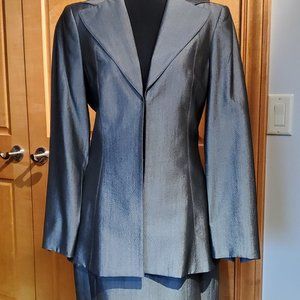 BEBE Metallic silver mini skirt suit